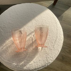 Vintage Glassware Pink Glass Wine Glass Cocktail Glass set of 2
